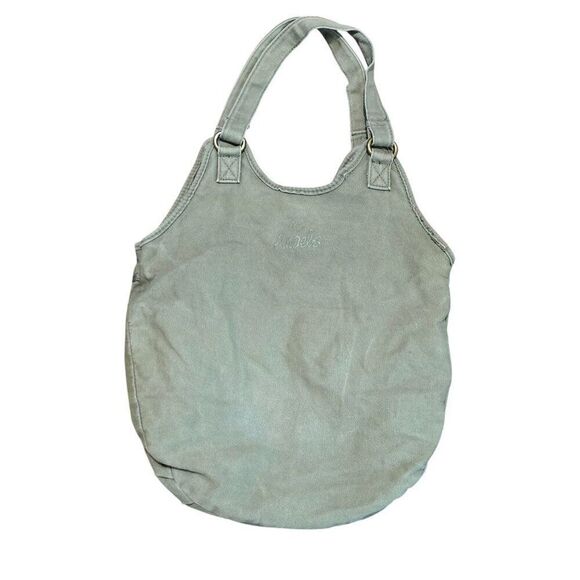 Green Canvas Tote Silver Star Print & Dual Front Buckle Pockets  Angels - Picture 3 of 9